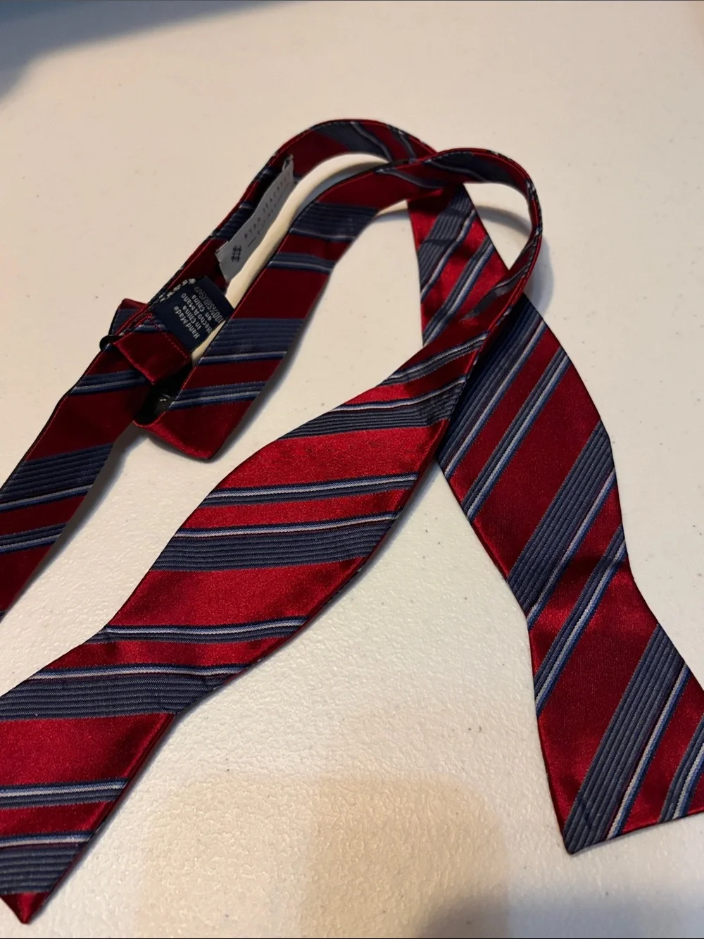 Ryan Seacrest Red and Navy Diagonal Stripe Bow Tie